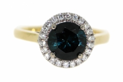 Handmade 18ct White & Yellow Gold Dress ring with a 1.78ct Indicolite Tourmaline and .22ct of Diamonds