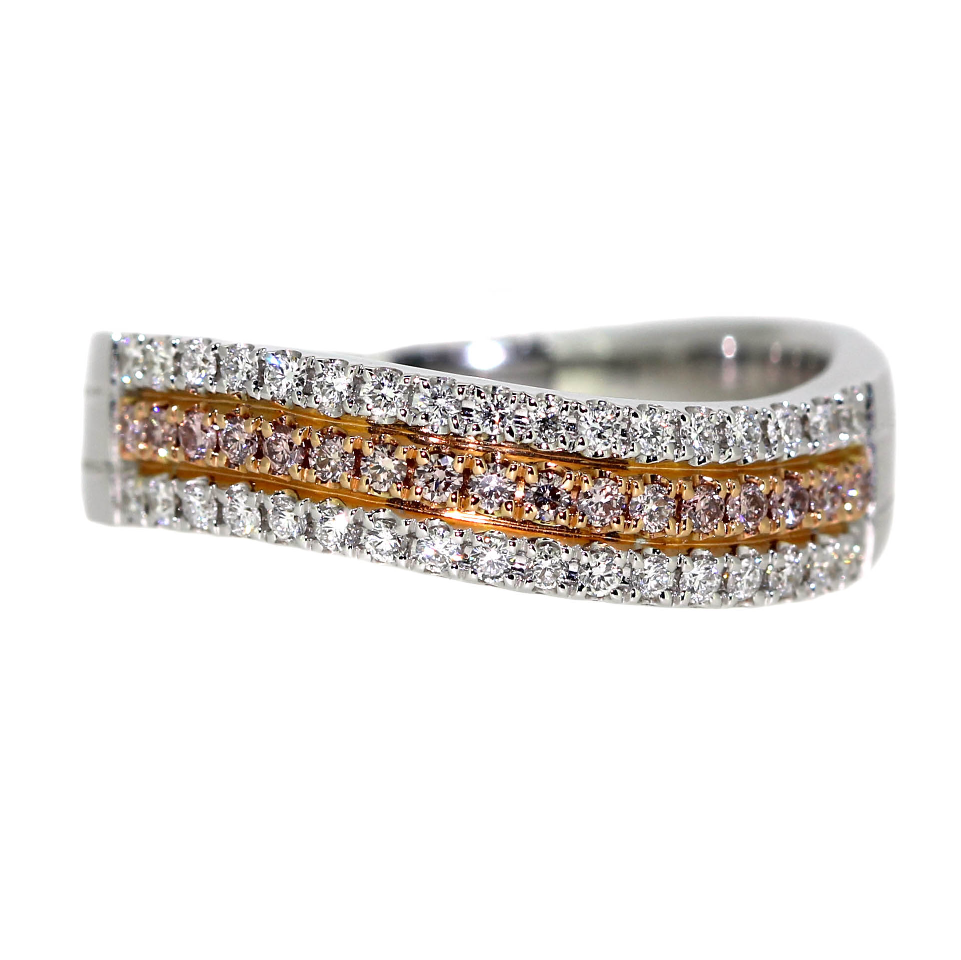 custom ring with pink diamonds
