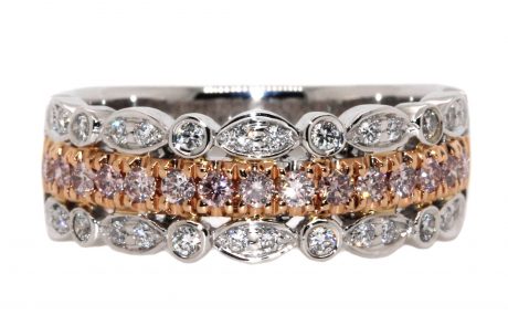 multi-band ring with diamonds