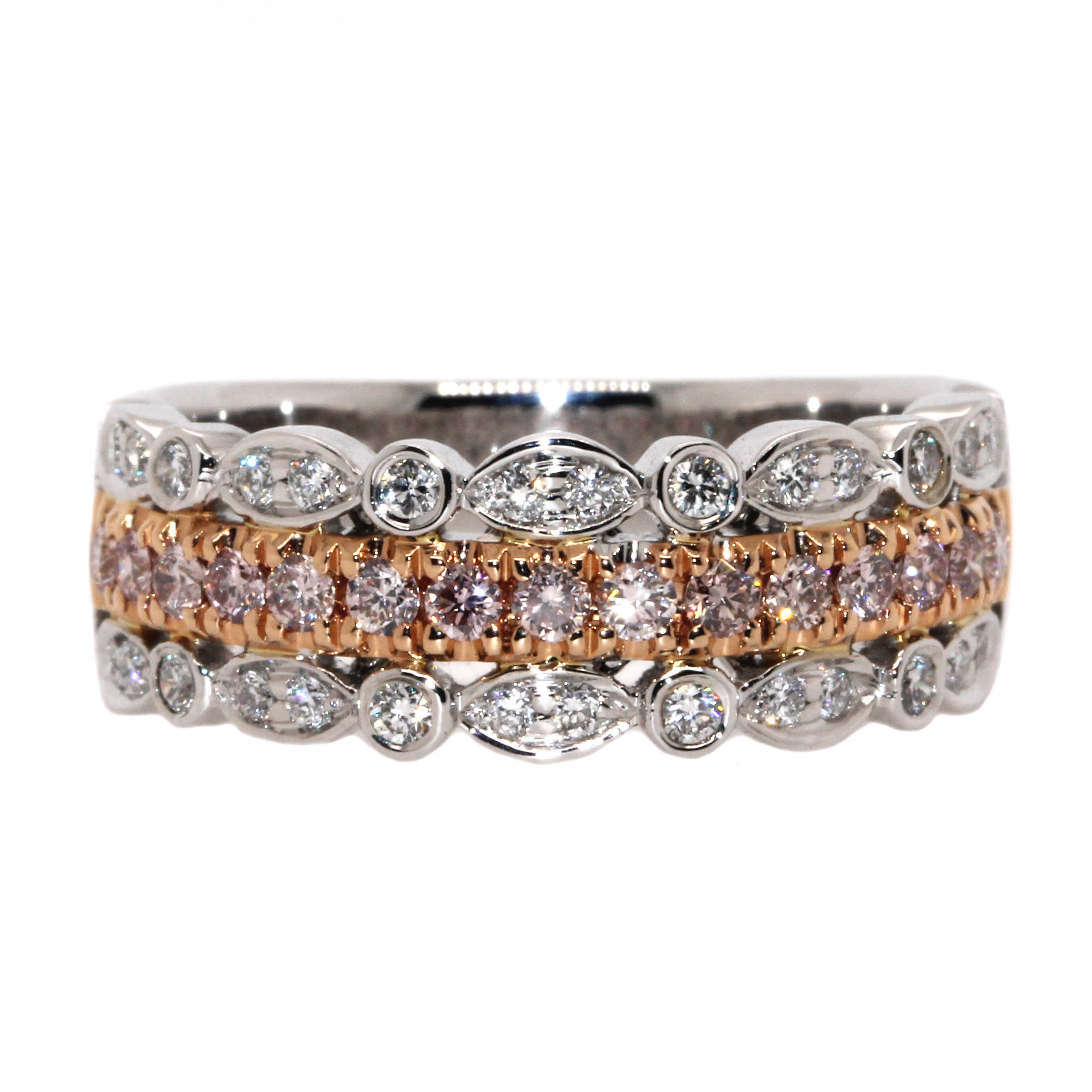 multi-band ring with diamonds