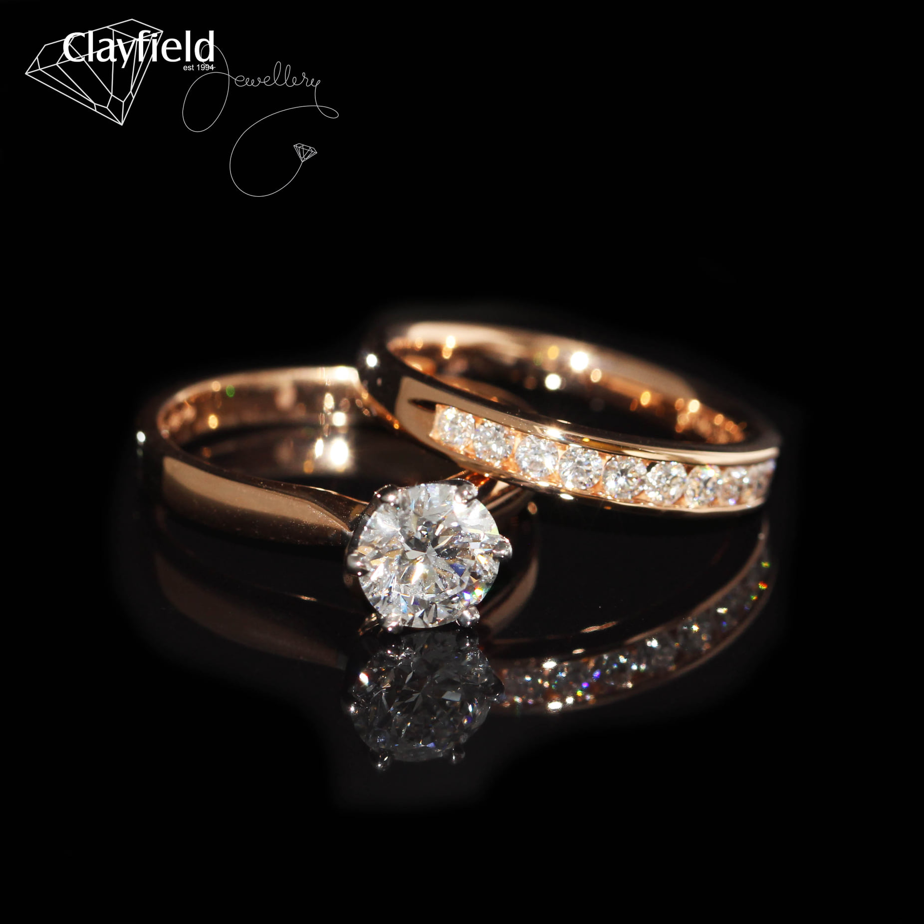 1.21ct D, Si2 Diamond Solitaire, next to a Channel set band containing 11 Diamonds equaling .40ct