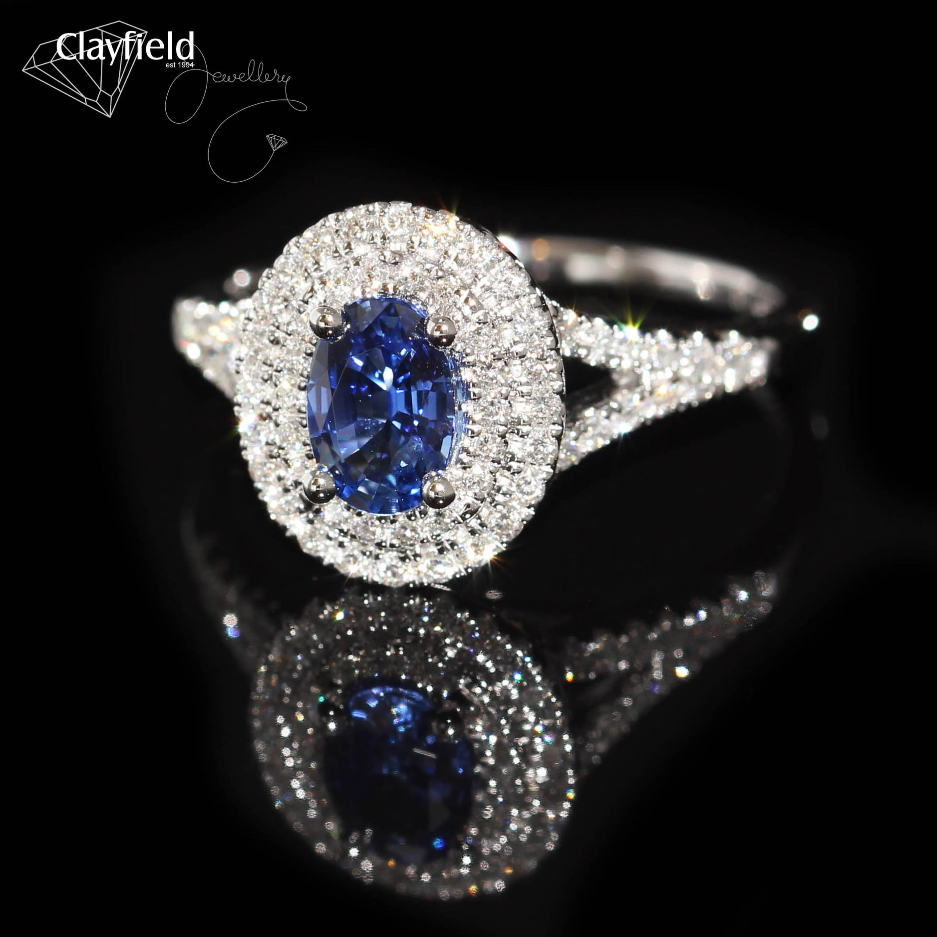 .78ct Sapphire & 62 Diamonds equal to .39cts all set into 18ct White Gold