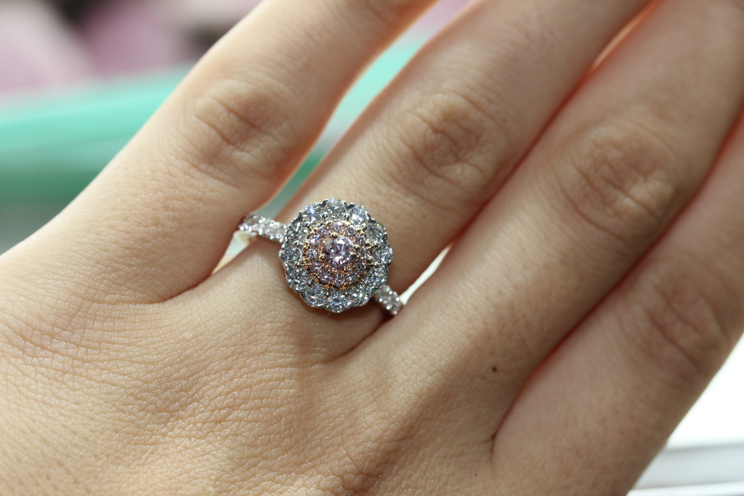 diamond and pink diamond ring clayfield jewellery