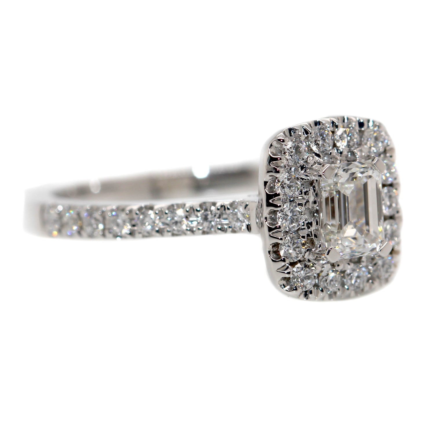 Emerald Cut Diamond & White Gold Engagement Ring